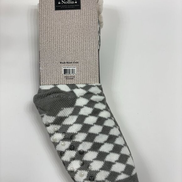 Sherpa Non-Skid Heavy Socks - Gray /White - Adult Unisex - OS - NWT - Picture 5 of 6